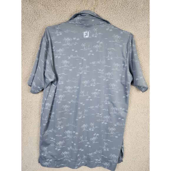 FootJoy Polo Shirt Men's Sz M Blue Tropic Golf Lisle Performance Active Casual - Picture 2 of 6